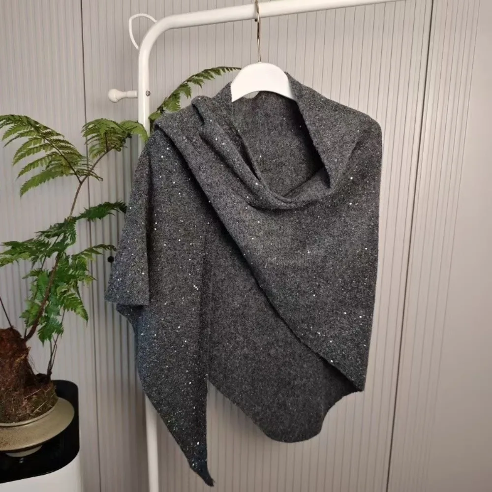 

Женская мода, зимняя теплая шерстяная шаль, элитный корейский вязаный шарф с защитой шеи, термоугольское пончо