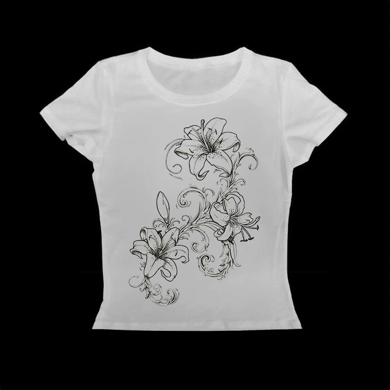 

Y2k Women Millennium style Aesthetic pattern Vintage Basic Tees Ladies Clothes Retro Graphic Top Short Sleeve Casual T Shirt