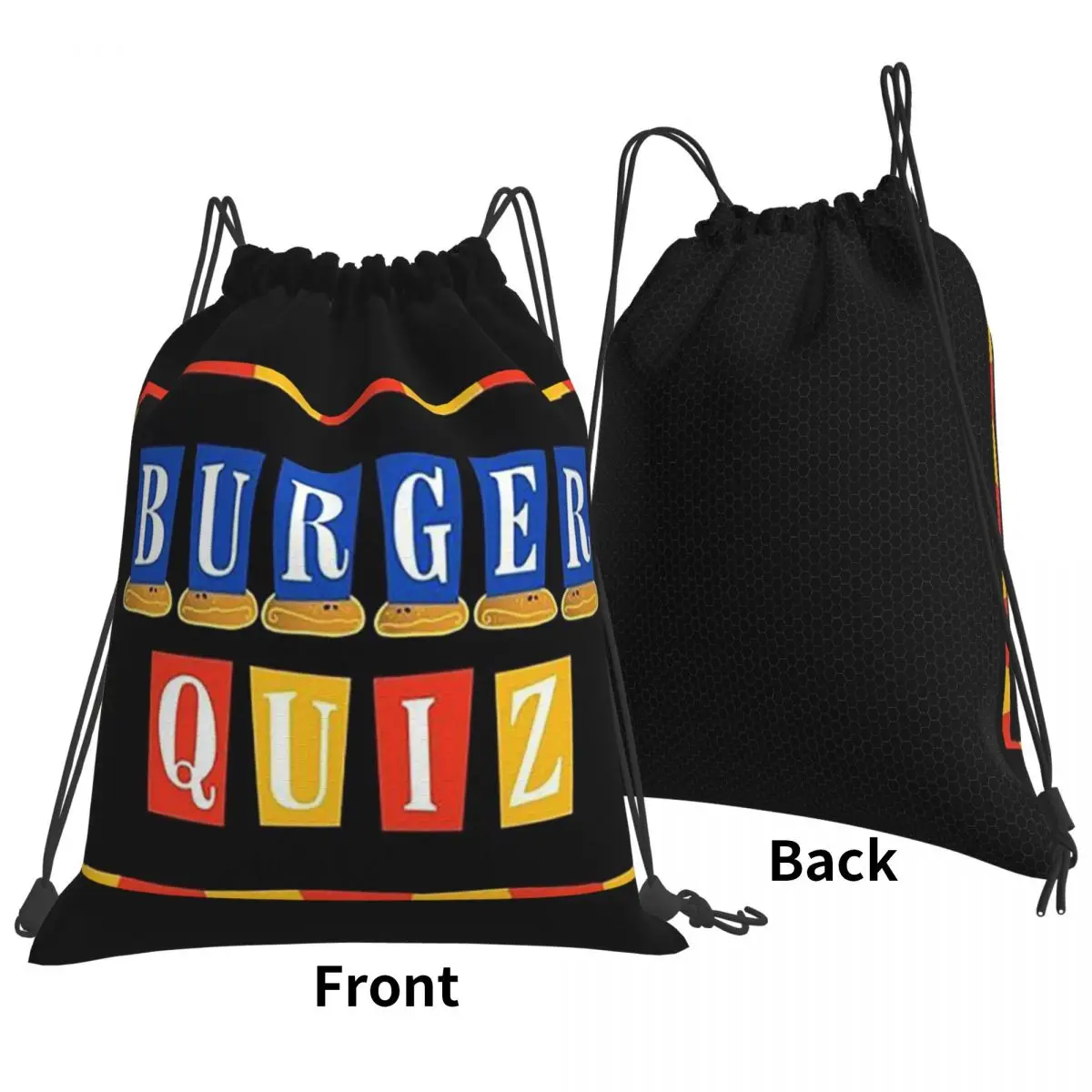 Burger Quiz New Logo Backpacks Fashion Drawstring Bundle Pocket Sports Bag Book Bags for Travel School