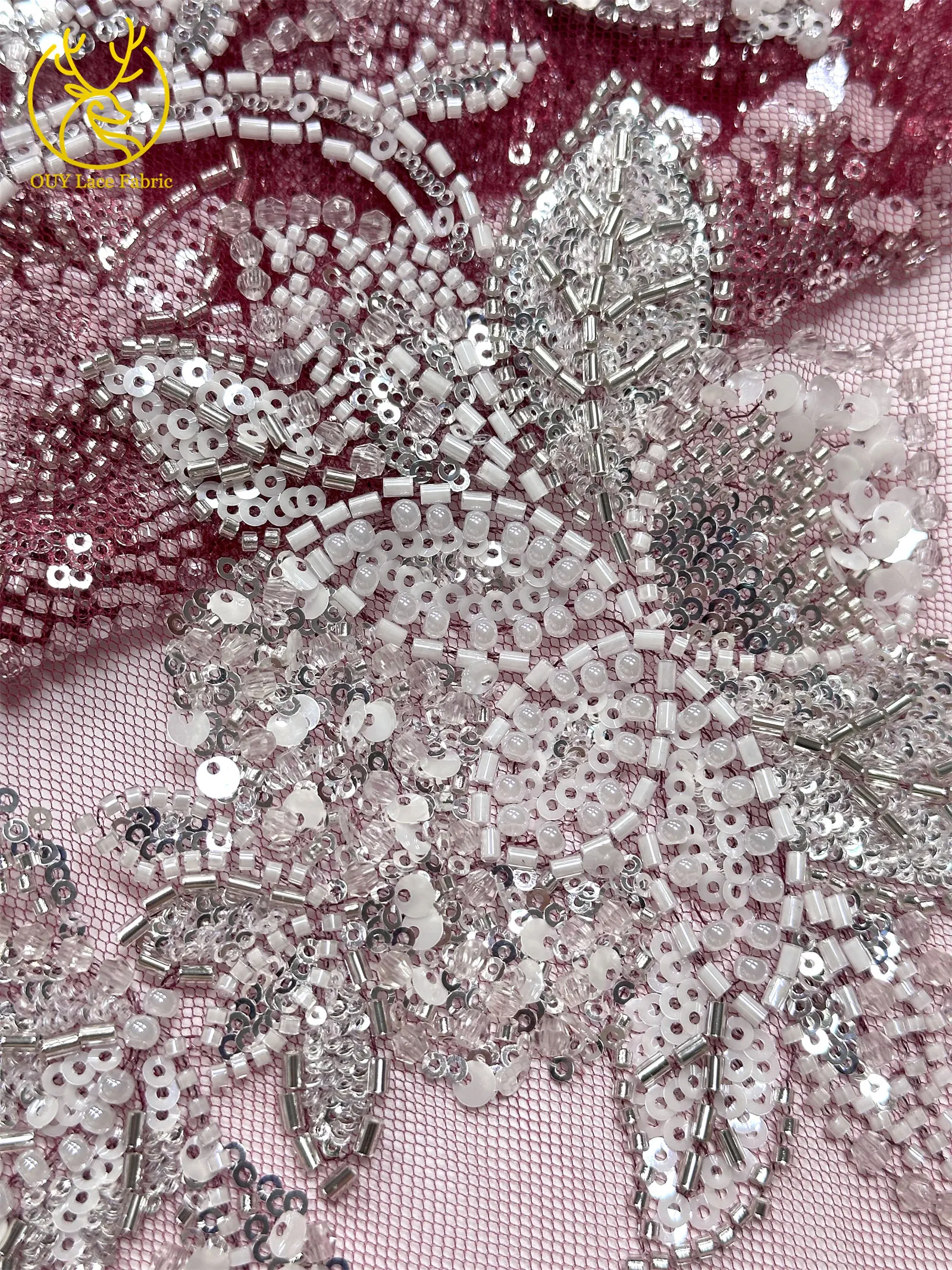5 Yards Hochwertige Afrikanische Bräutigam-Perlenstickerei Luxuriöser Maßgefertigter Nigerianischer Französischer Pailletten-Tüllstoff für Damen Neues Abendkleid – Detail 22