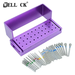 30 unids/set de fresas de diamante Dental, bloque de desinfección, pieza de mano de alta velocidad, soporte para fresas, instrumento de aluminio, herramientas de odontología