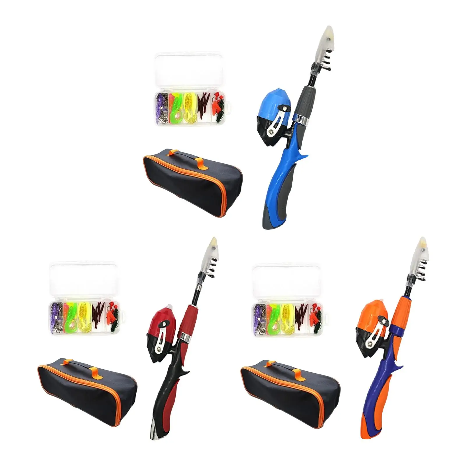 Portable Fishing Rod and Reel Combo Kit Children Telescopic Rod Tackle Box Storage Bag Kids Fishing Pole Set for Family Travel