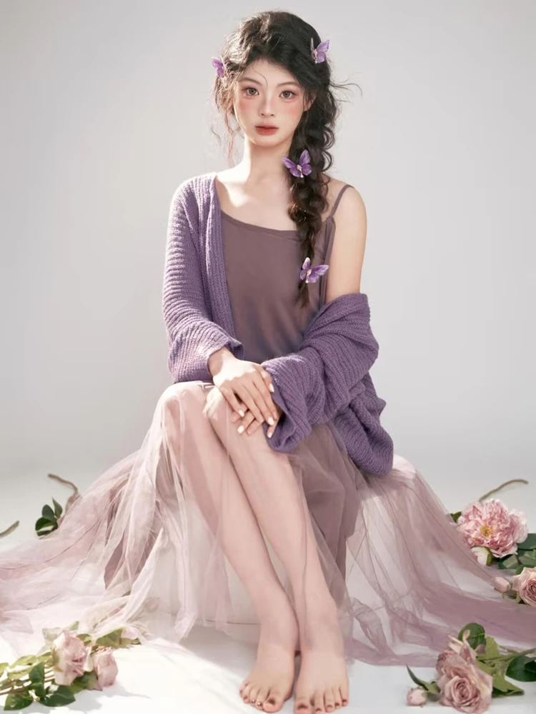 

2026 New Purple Dreamy Girl Studio Portrait Artistic Costume Personal Birthday Photograph Portrait Photography Studio Clothes