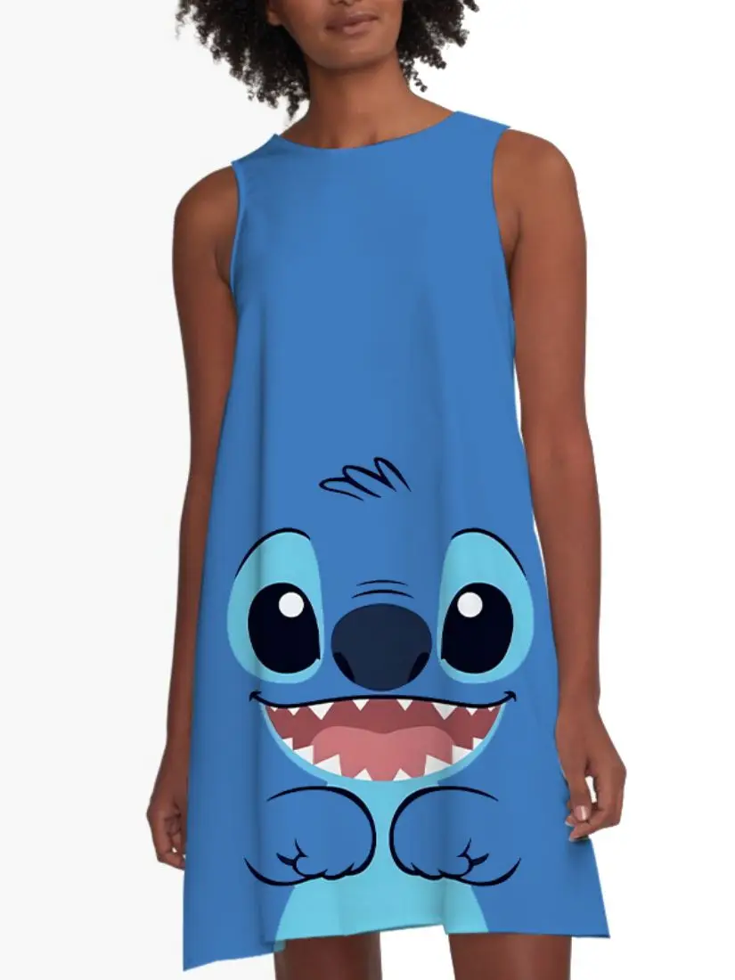 

Tie Dye Disney Fashion Women's Dress Top Sexy Loose Stitch Short Dresses for Women 2023 Sleeveless Cool Summer Mini Beach Dress