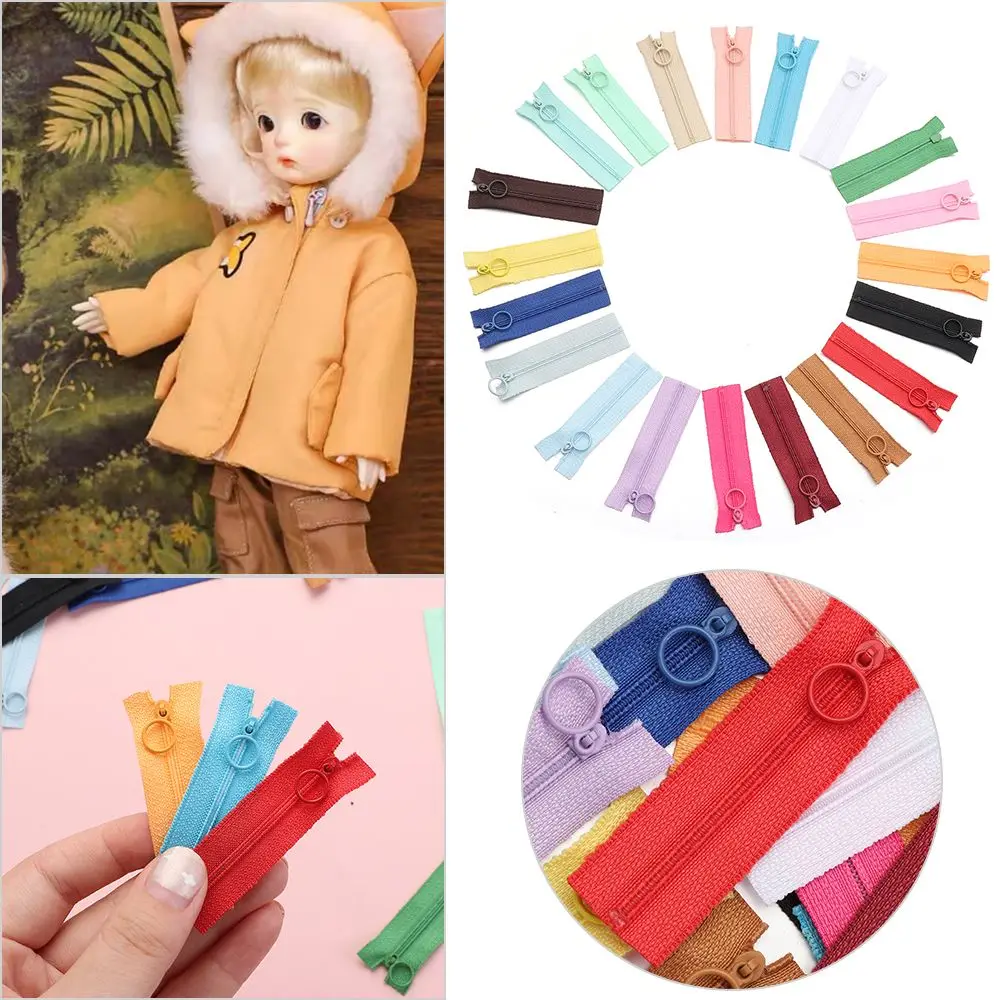 5pcs/set New Round Head DIY Clothes Accessory Garment Applique Handmade Sewing Scrapbooking Mini Zipper Doll Clothing Zippers