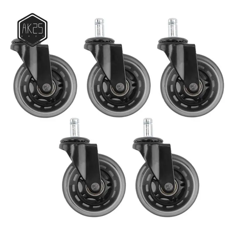 

AK25-Колеса для офисного стула, набор колес из искусственной кожи из 5 колес для офисных стульев, ручка 11 мм х 22 мм, универсальное прочное офисное кресло Ca