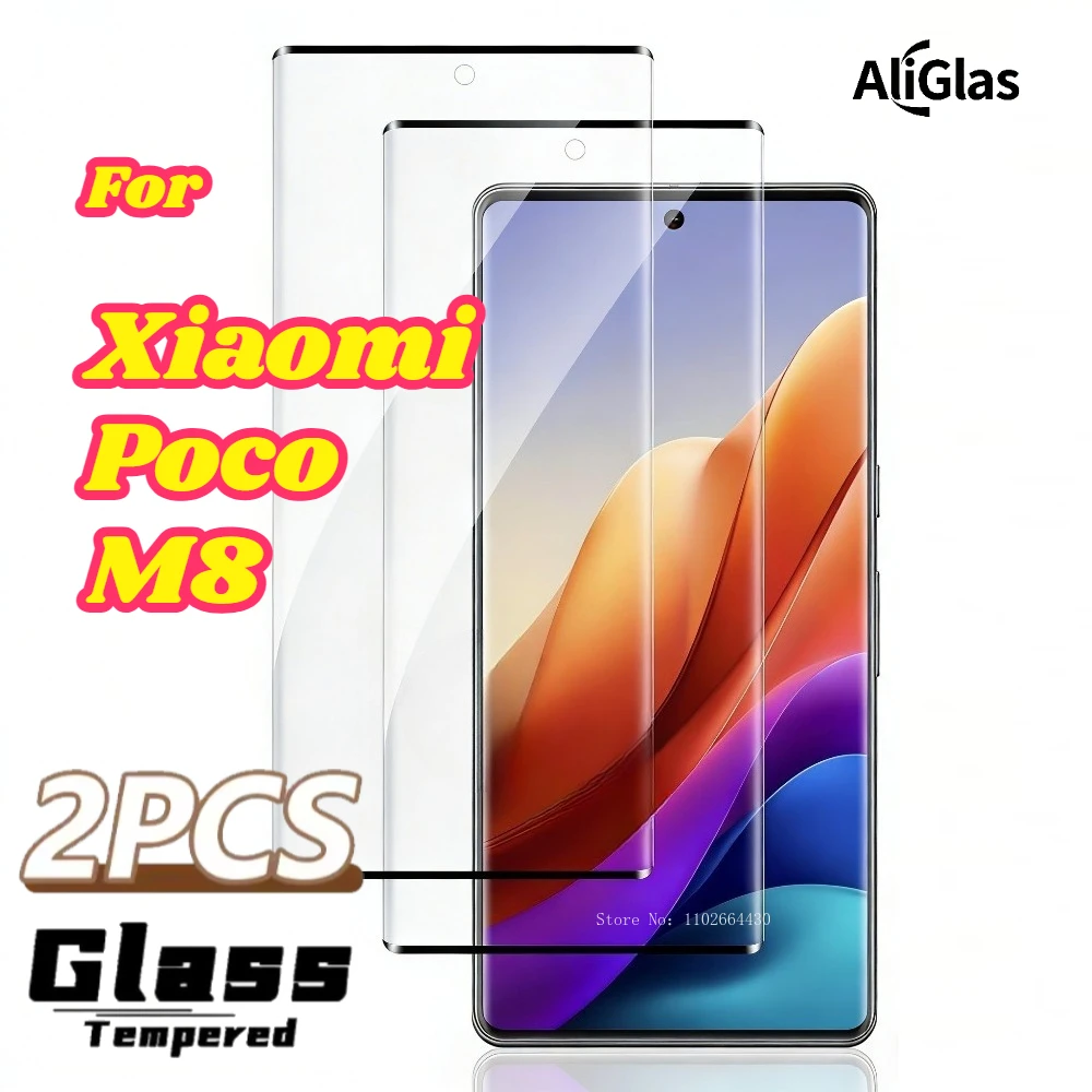 

2 шт., защитная пленка для экрана Xiaomi Poco M8, пленка из закаленного стекла, твердость 9H, прозрачная стеклянная пленка высокой четкости для Poco M8