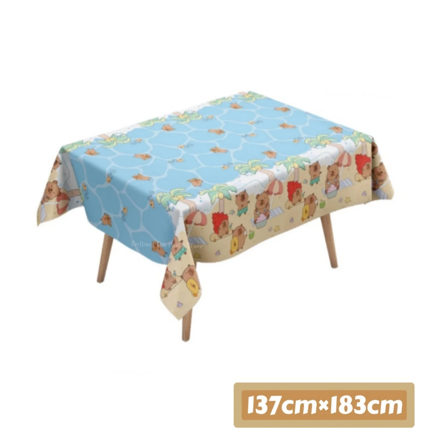 Cute Capybara Tablecloth for Kids Birthday Animal Theme Disposable Plastic Table Cover 1/2/3Pcs Set Party Decorations Supplies view 6