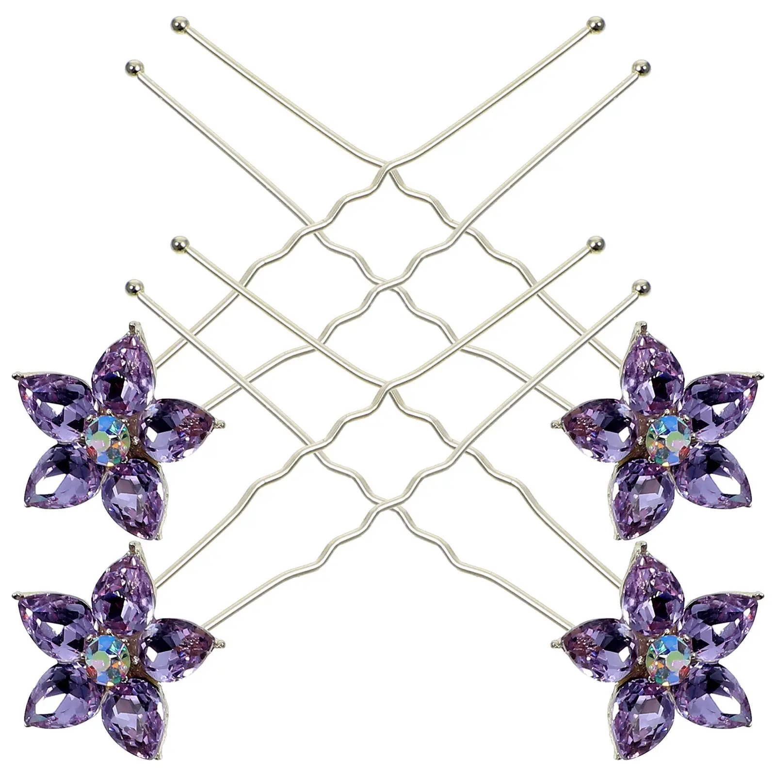 4Pcs Water Drill Hairpins Rhinestone Wedding Hair Accessories Bridal Hair Clips Bride Headpieces Elegant Wedding Headpiece