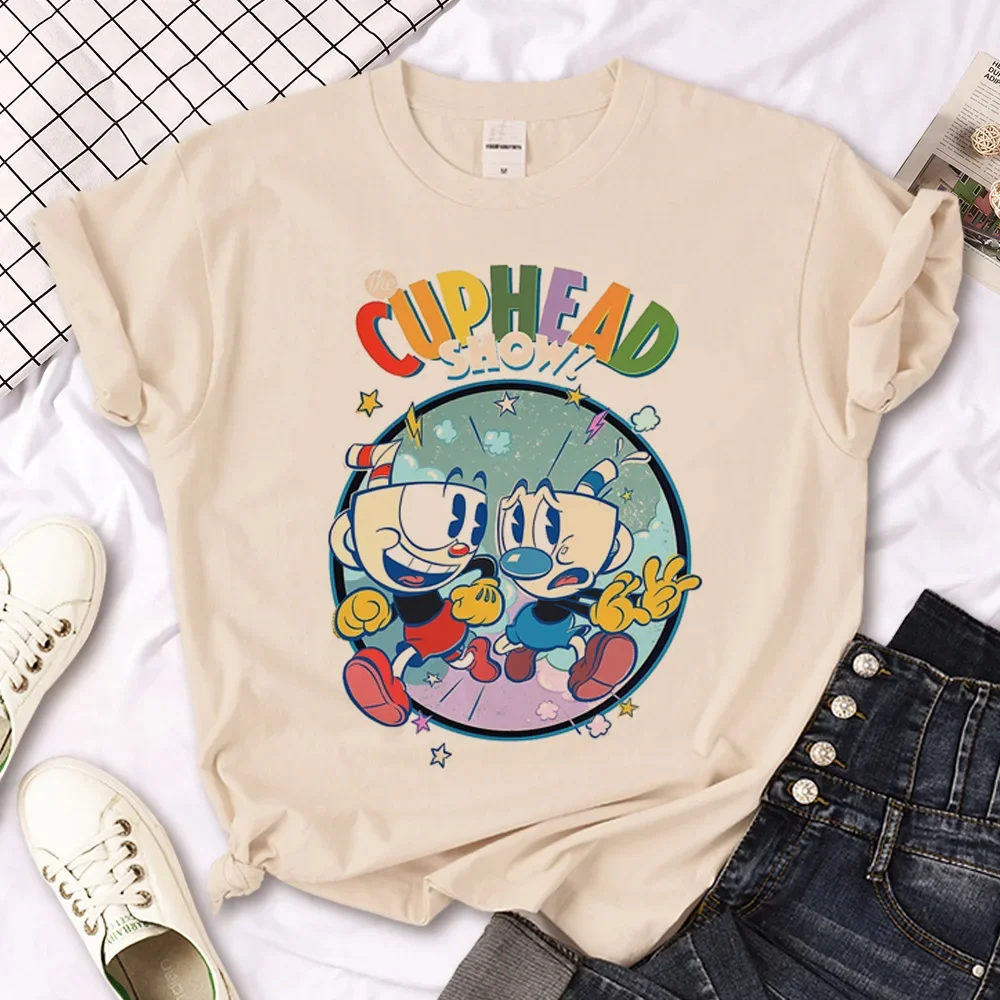 Cuphead t-shirts women Y2K tshirt female streetwear clothing