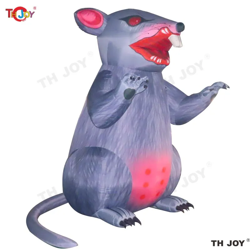 

3m H Giant Grey Standing Inflatable Rat Animals Model Replica with Digital Printings for Advertising on Christmas