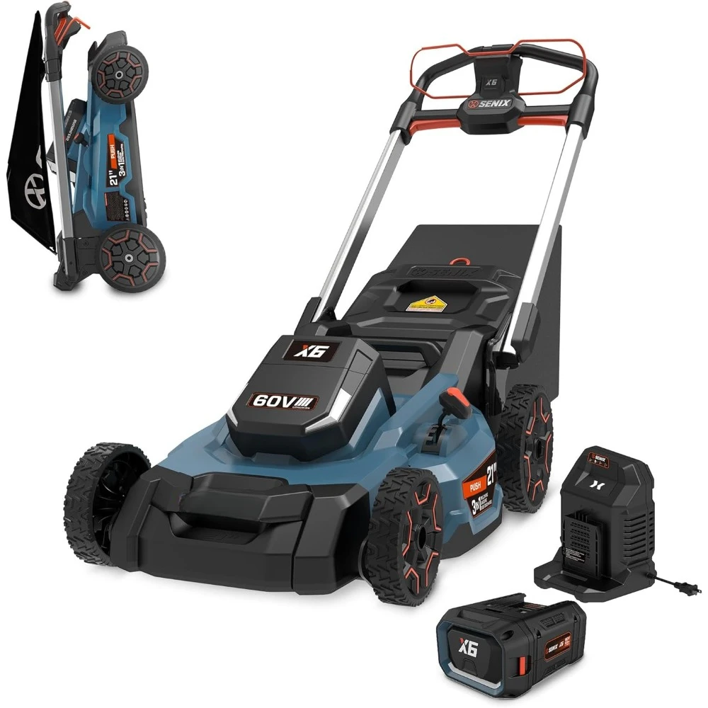 

X6 60 Volt Max* 21-Inch 3-in-1 Cordless Push Lawn Mower, with Bagging, Mulching, and Side Discharge, Height Adjustment, Smart