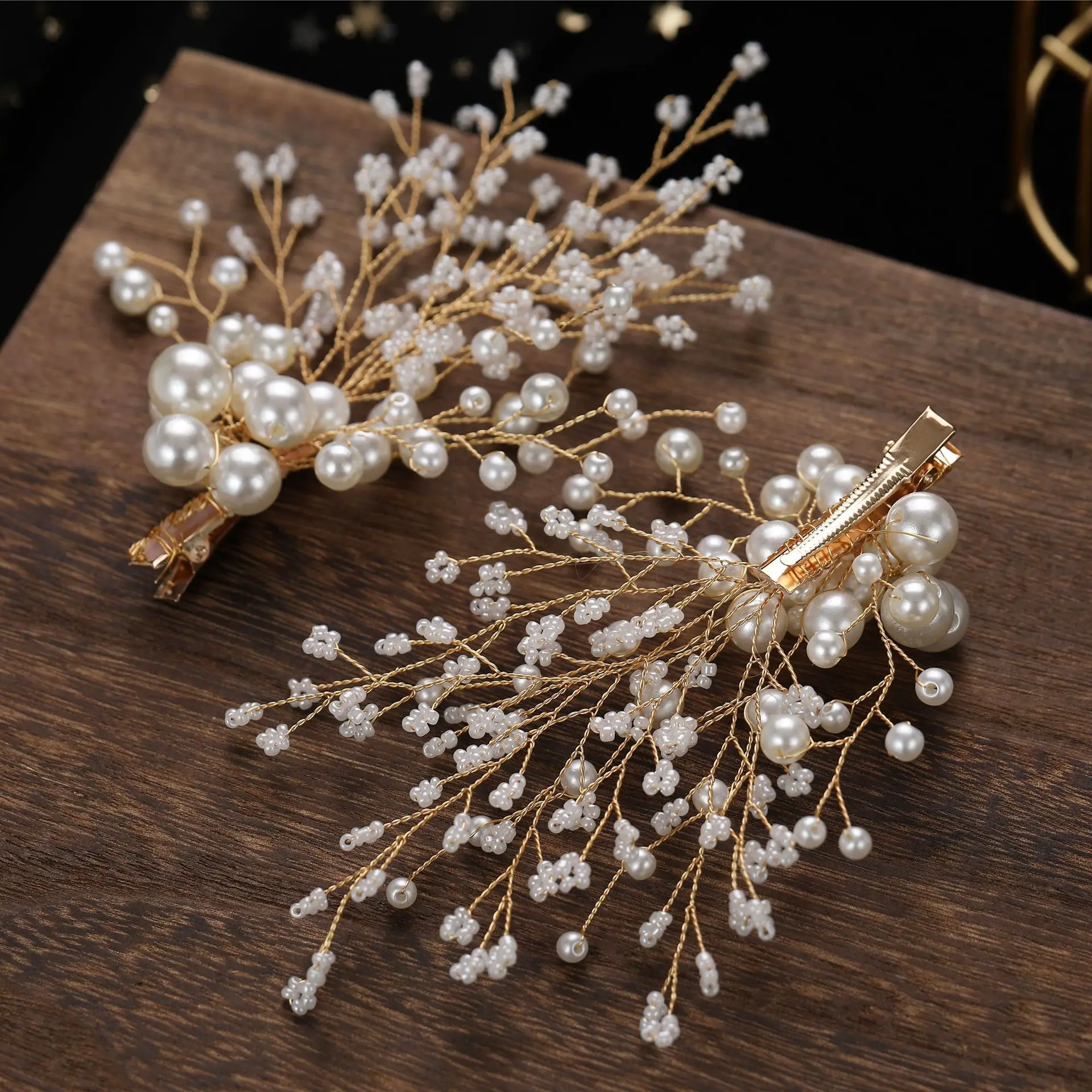 Headdress Princess New Wedding Hairpin Pearl Pop Pair Clip Super Fairy Head Catwalk Show Performance Birthday Party view 3
