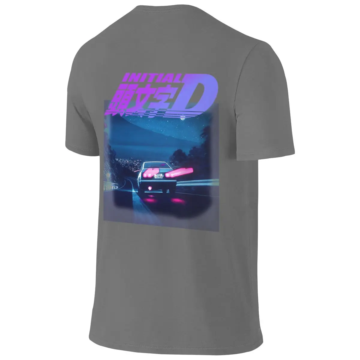 Initial D Neon AE86 Salt Style Reversible T-shirt Light Minimalism Lazy Feeling Cotton Tee