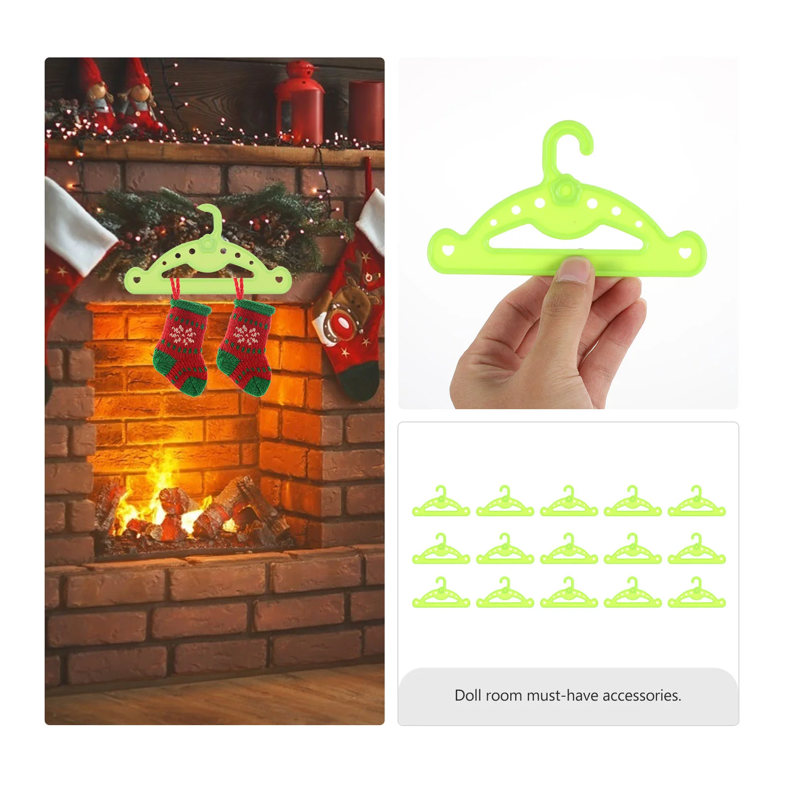 15 Pcs Little Christmas Sock Stand Coat Hangers Miniature Plastic Dress Outfit Holders Clothing Rack