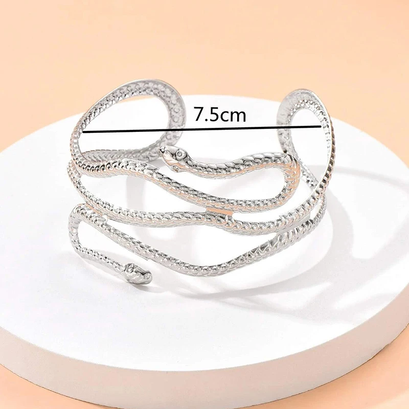 Bohemian Snake Pendants Charm Upper Bracelet Arm Chain Metal Hollow Out Geometric Pattern Retro Arm Cuff Bangle Body Jewelry