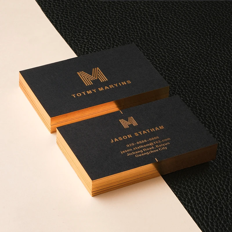 100PCS Customized Business Card High-end Gold foil Double-sided Printing Business Card  Paper 90*54MM