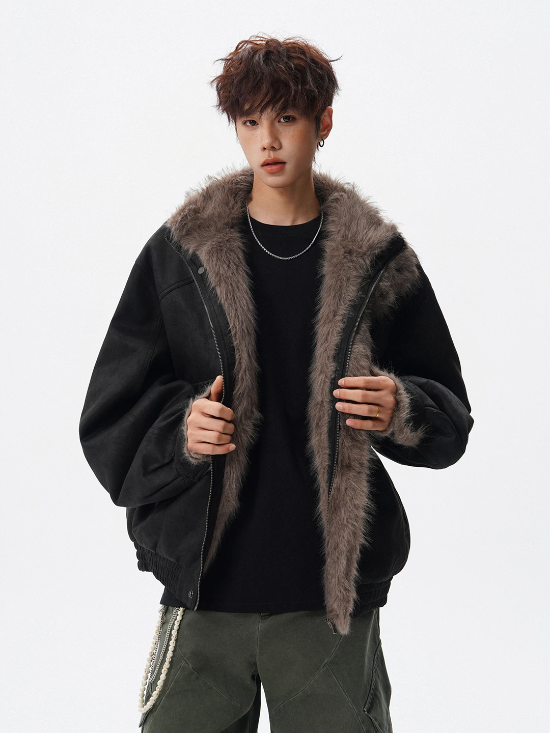 

Мужская утепленная куртка из овечьей шерсти с хлопковой подкладкой, зимнее теплое повседневное пальто с длинными рукавами на молнии, цветное