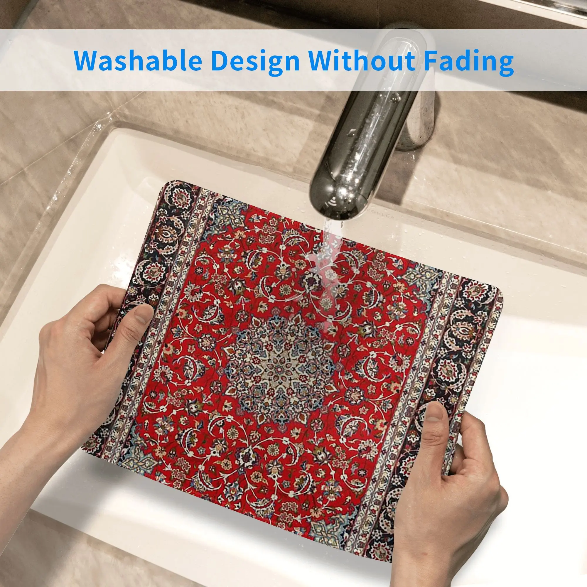 上質なシルク＆ウール イスファーン ペルシャ絨毯柄 マウスパッド コンピューター キーボード マウス マット ゲーミングPC ノートパソコン デスクマット テーブルマット