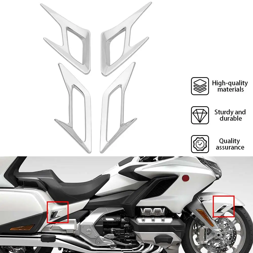 

For Honda Gold Wing GL 1800 Tour DCT Airbag 2018-2025 Motorcycle Front & Rear Fender Vent Trims Decoration Cover Chrome ABS 4PCS