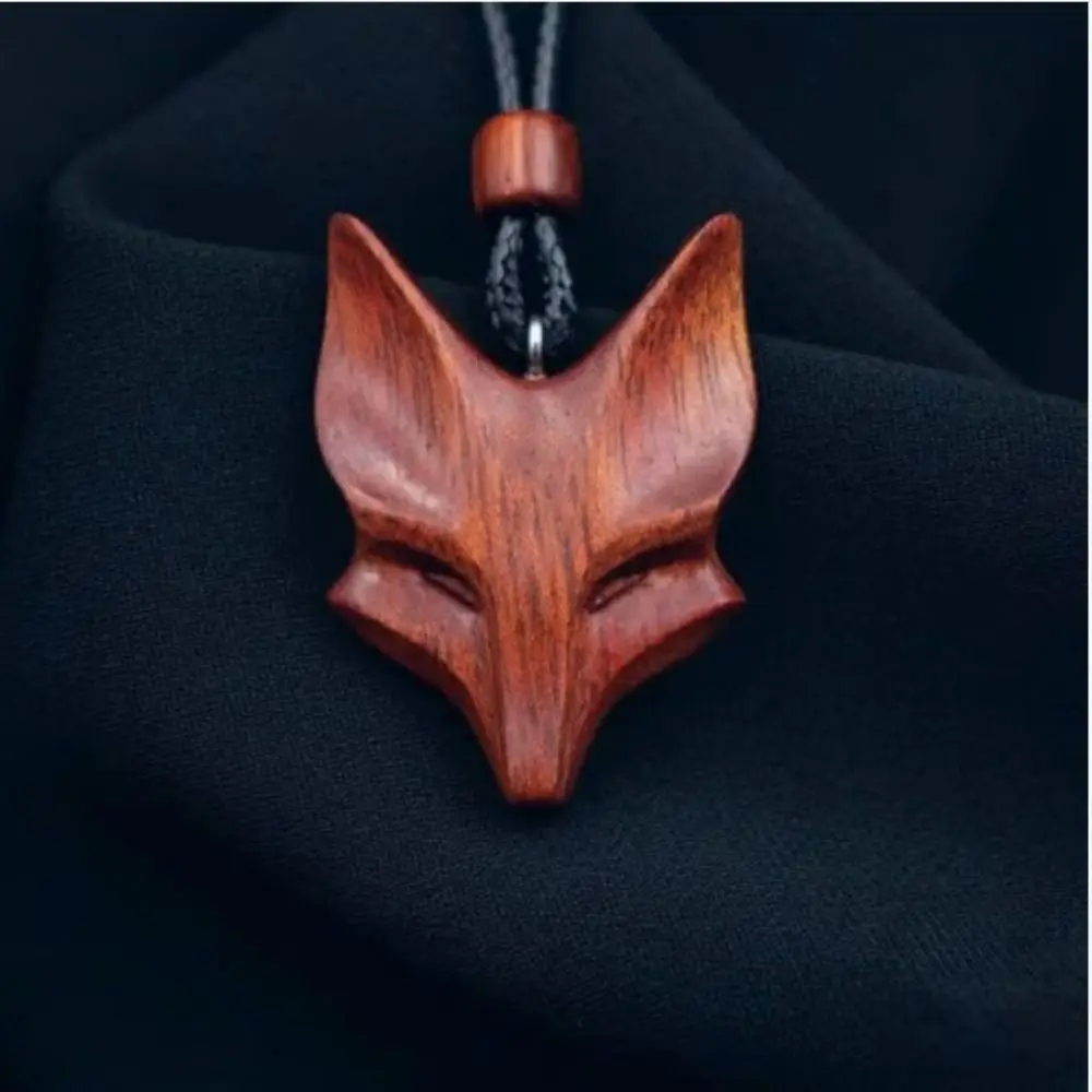 Wooden Owl Pendant Necklace Animal Pattern Deer Rope Chain Couple Necklace Ethnic Style Fox  Handmade Boho Jewelry Women Gift