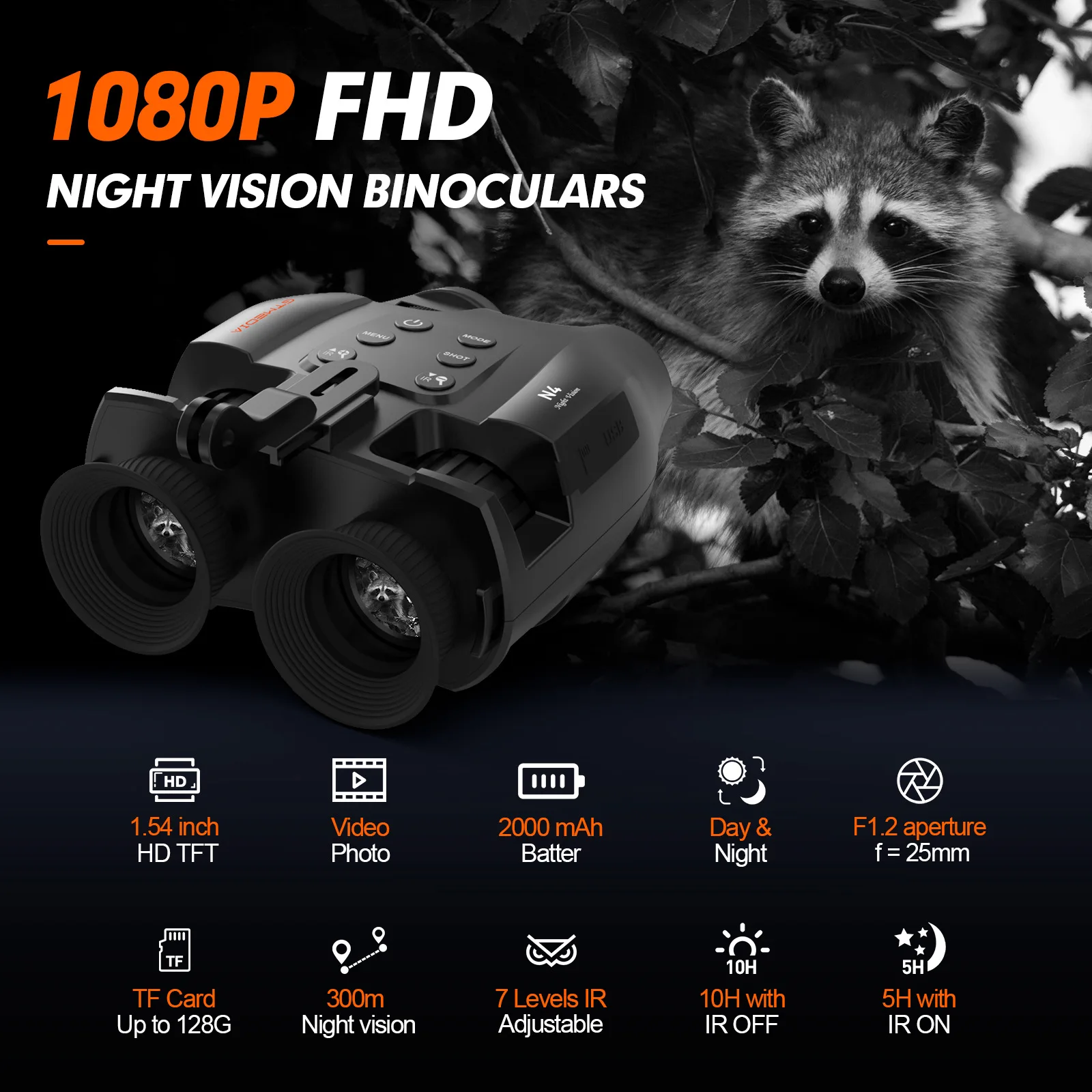 New product N4 day and night photography dual-purpose 1080P IP66 outdoor high-definition telescope night vision instrument