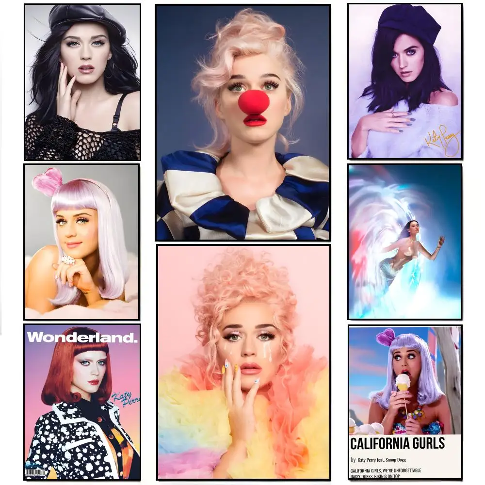 Colorful Energetic Beautiful Singer K-Katy Perry Poster Poster HD  Waterproof Wall Sticker Bar Living Room Decor Gift