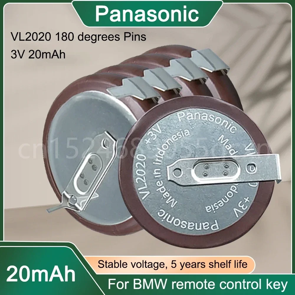 Аккумуляторные литиевые батареи Panasonic VL2020, 2020, 3 в, 20 мАч, с дужками на 180 градусов для часов, автомобильных ключей