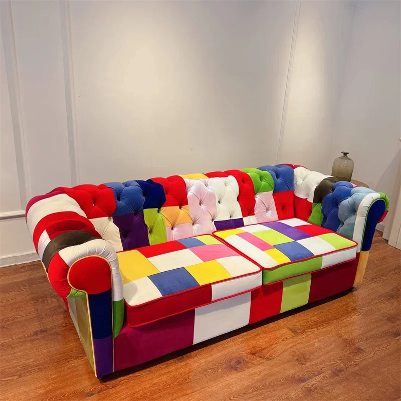 Luxury American minimalist fabric sofa living room sofa designer contrasting color art multi-person combination luxury