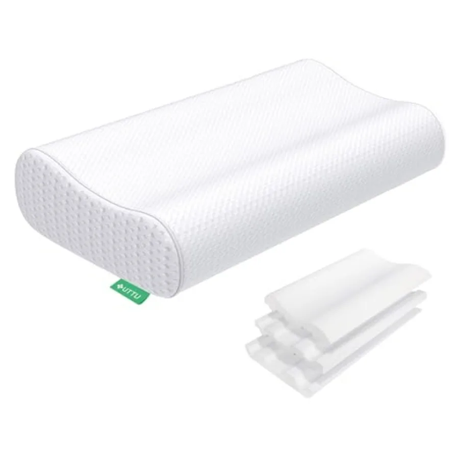 

Cervical Pillow for Neck Pain Relief, Memory Foam Neck Pillow for Sleeping, Adjustable Orthopedic Sandwich Pillow, Contour Cool