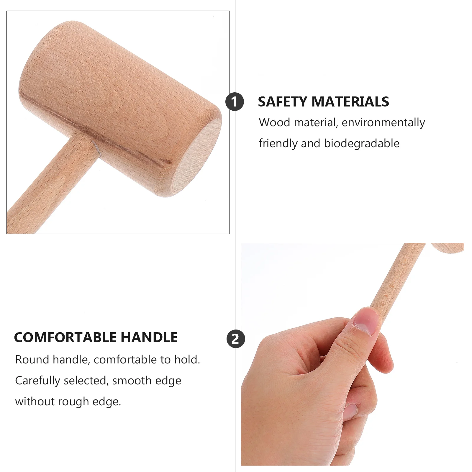 

4pcs Wooden Hammer Set Biodegradable Wood Smooth Round Handle For Crab Seafood Cake Shellfish Mallet Kitchen Tool Appliance