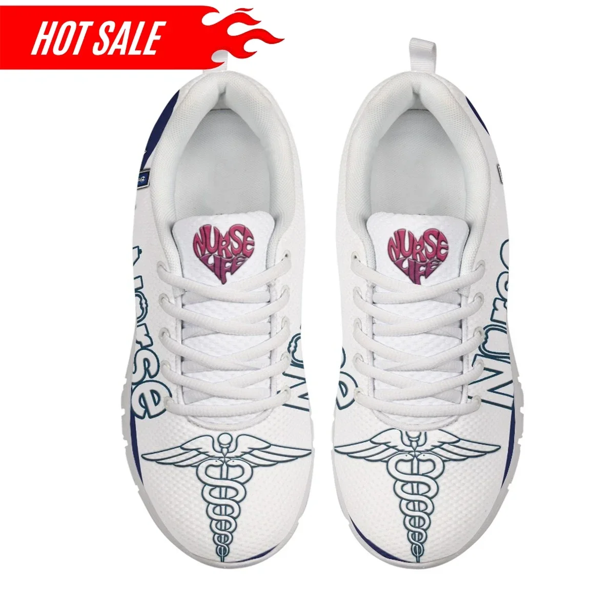 EMS EMT Ambulance Doctor Design Women Casual Sneakers Lightweight Lace up Flat Shoes Breathable Female Walk Shoes