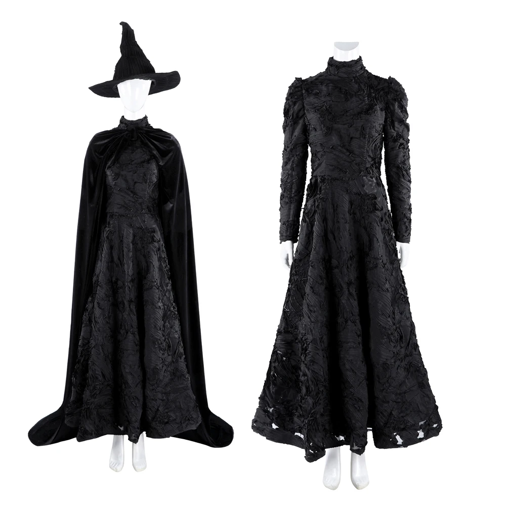 New Witch Cosplay Costume Halloween Carnival Cosplay Costume Black Witch Costume Hat Dress Cloak