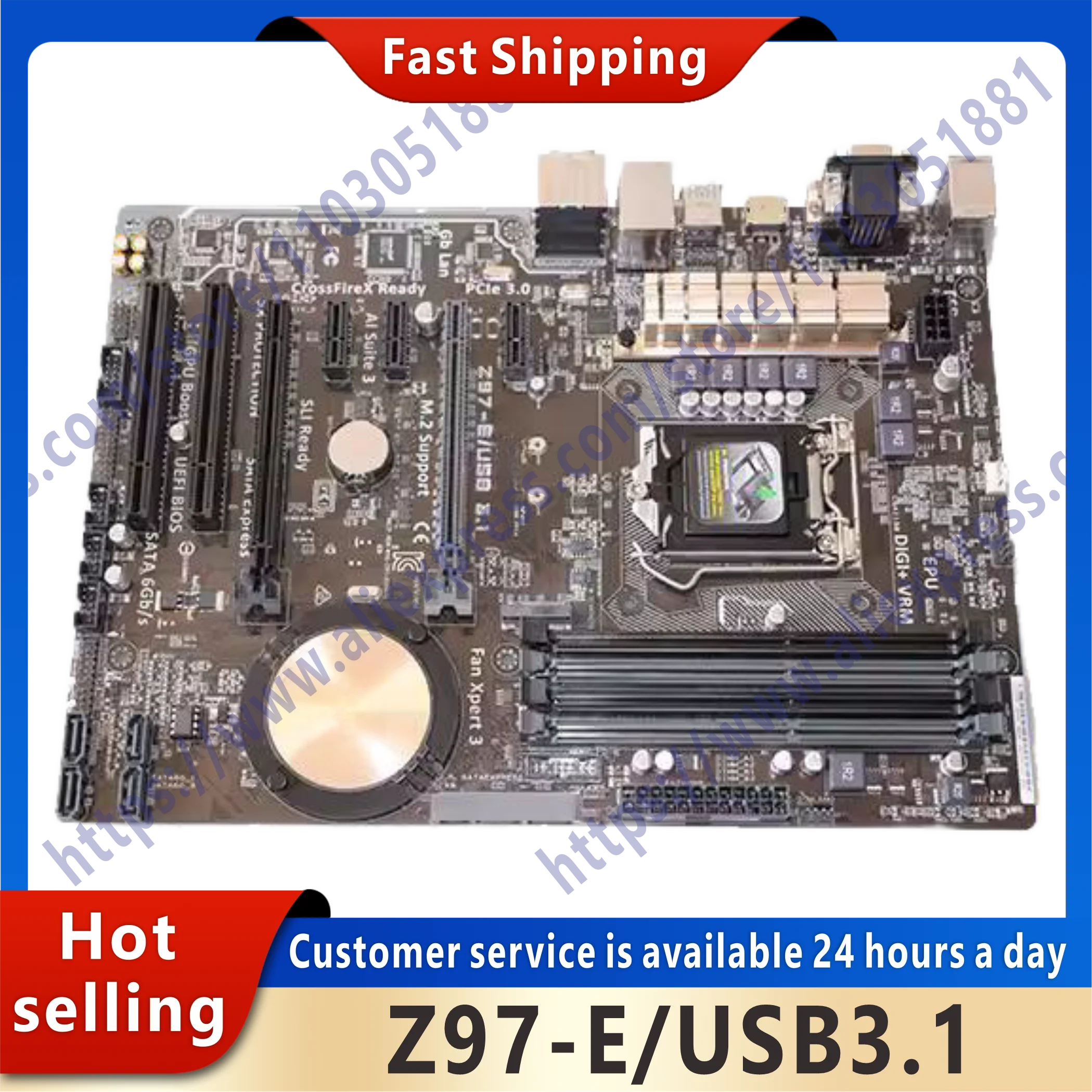 Used LGA 1150 Z97-E/USB3.1 DDR3 32GB RAM Core i7 4770K CPU DVI HDMI M.2 SATA3 ATX PCI-E 3.0