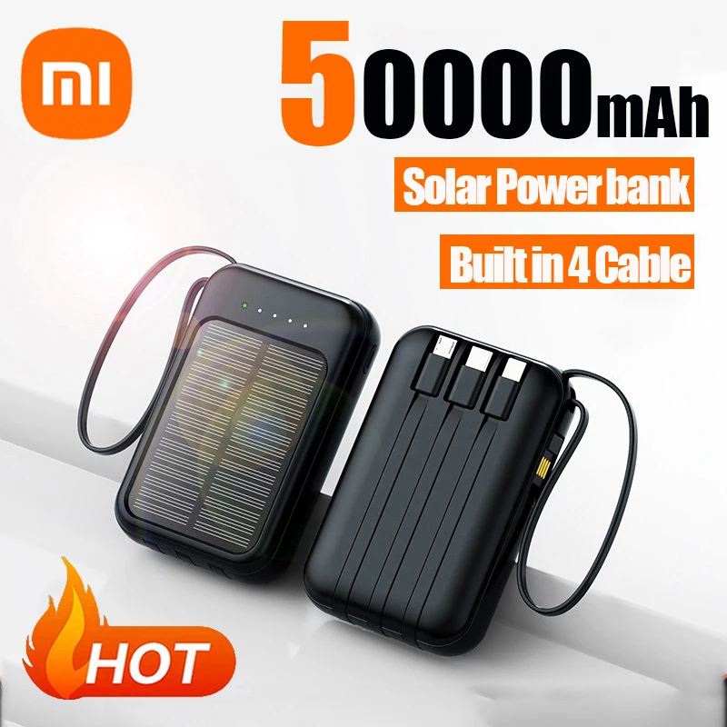 Xiaomi 50000mAh Solar Power Bank 4USB Lines Slim Charging Portable Charging External Spare Battery  For Various Mobile Phones