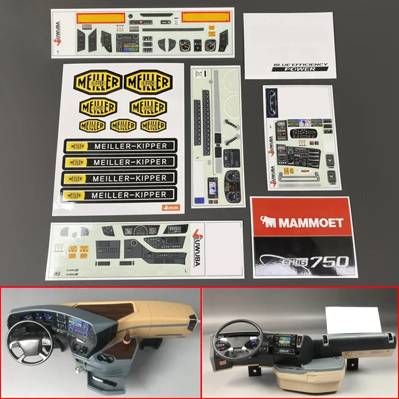 Cab Center Console Stickers Decorate for 1/14 Tamiya RC Truck Tipper SCANIA R620 for VOLVO 750 ACTROS 3363 for MAN Model Car