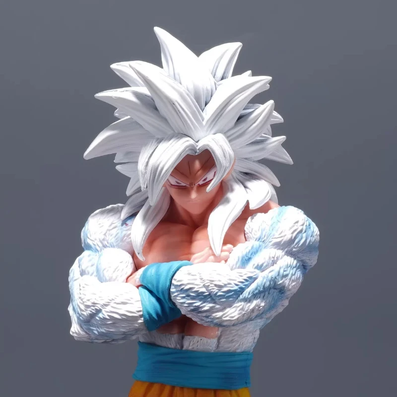 

Banda GK Series Super Saiyan 5 Goku Action Figure White Hair Crossed Arms Anime Statue Desktop Decoration Model For Fans