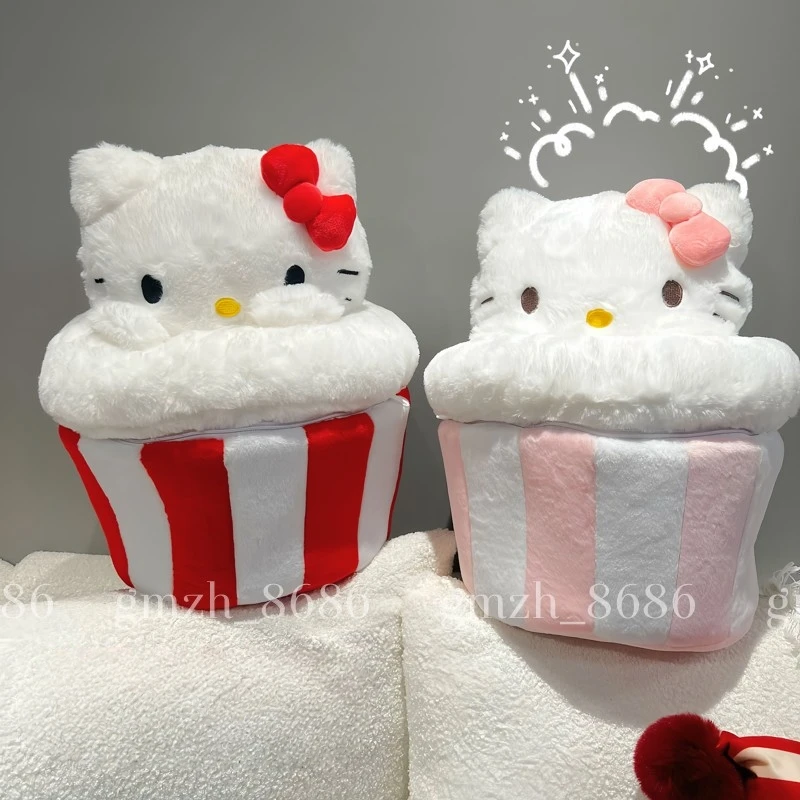 

Милый плюшевый ящик для хранения Hello Kitty в японском стиле с крышкой, большой вместительный ящик для хранения, декор для детской комнаты, ведро для хранения для девочек