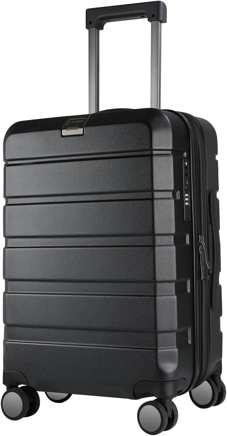 

Expandable Hardside Carry-On Luggage with Spinner Wheels, TSA Lock & USB Port, 20-Inch Black Suitcase