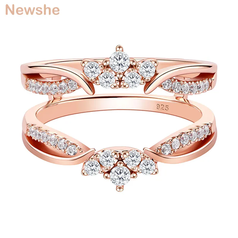 Imagem -03 - Sterling Silver Multi-color Guard Ring para Mulheres Crown Enhancers de Noivado Aaaaa cz Requintado Wedding Band Jóias Newshe-925