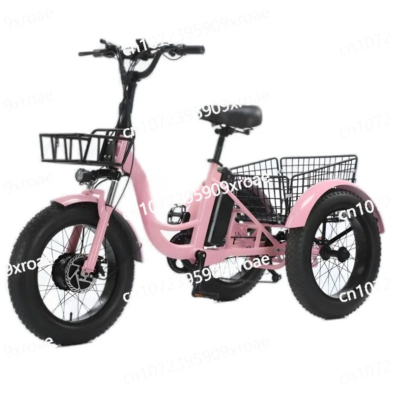 

Трехколесный трехколесный электрический велосипед для взрослых Offroad Fat Tire 500 Вт 48 В с 2 корзинами для взрослых мужчин грузовой электрический трехколесный велосипед для пожилых людей