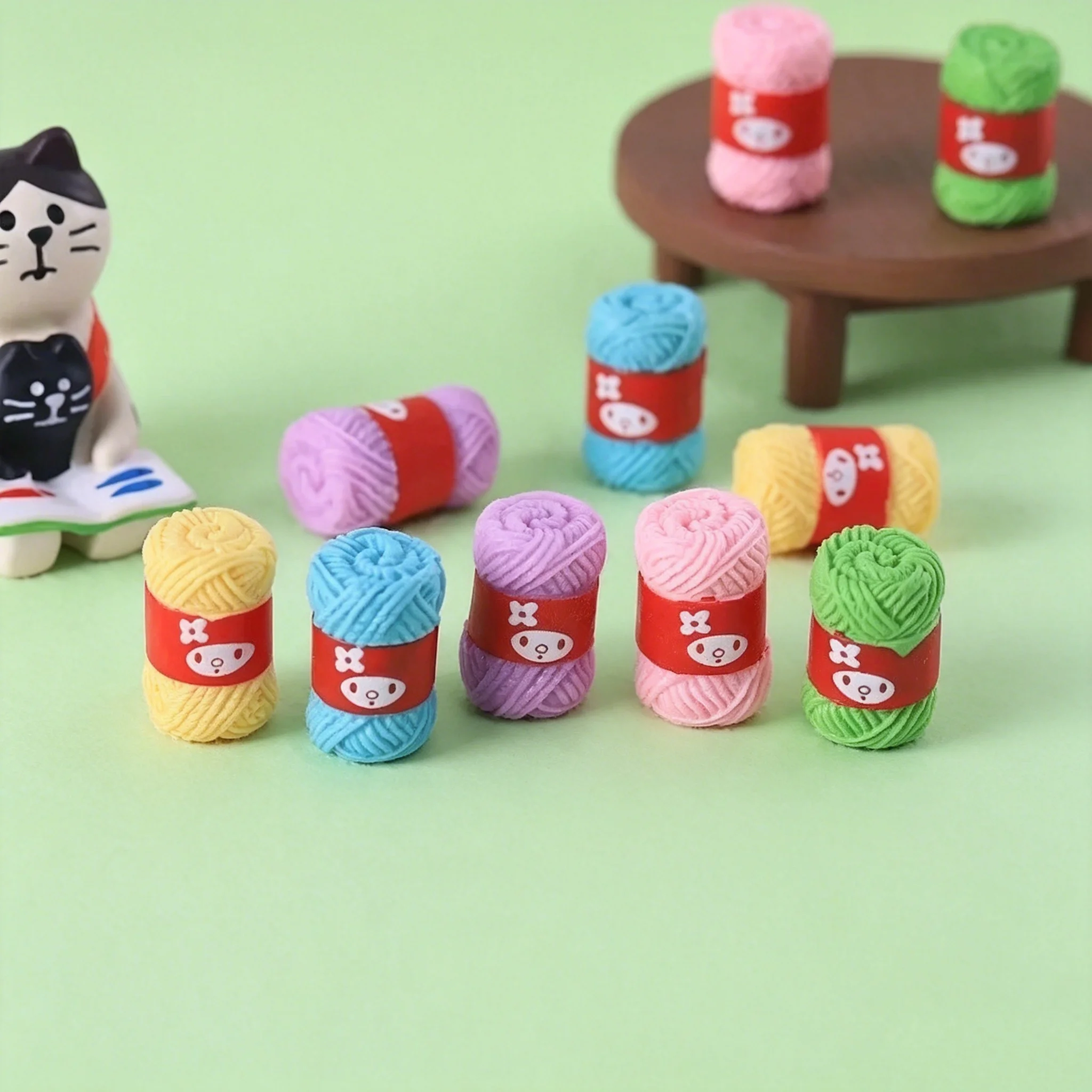 10Pcs Resin Cartoon Wool Ball Mini Pendants, DIY Handmade Supplies for Keychain Phone Chain & Dollhouse Ornament