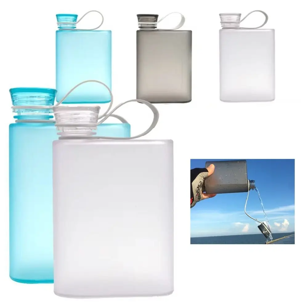 

Creative 380ML A5 Paper Water Bottle Portable Matte Clear Travel Flask for Sports with Handle Square Flat Drinks Kettle Camp