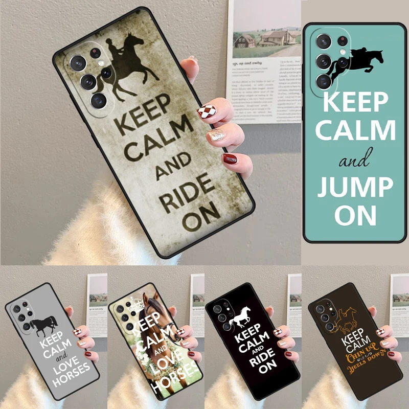 Keep Calm and Ride On Love Pony Horses Handyhülle für Samsung Galaxy Note 10 Pro S26 S25 S24 S23 S22 S21 Plus Ultra Cover