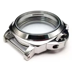 44mm İzle vaka cilalı 316 paslanmaz çelik Mineral cam kabuk kapak için ETA 6497/6498 ST36 hareketi aksesuarları için