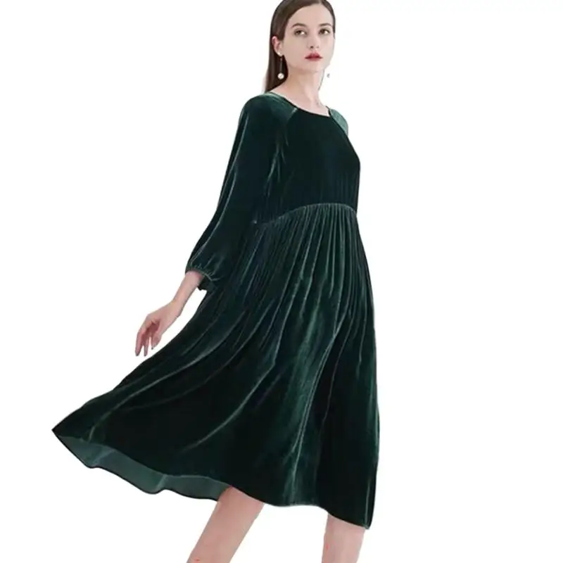 Robe en velours vintage pour femmes, robe de soirée en velours élégante coréenne, vêtements éducatifs pour femmes, printemps et automne 2024