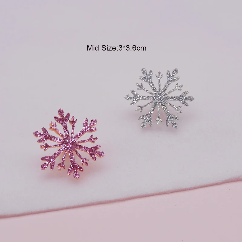 40Pcs/LOT Multi Style Shiny Glitter Snowflake Shape Padded Appliques For DIY Headwear Hair Clips Decor Clothes Hat Shoes Patches