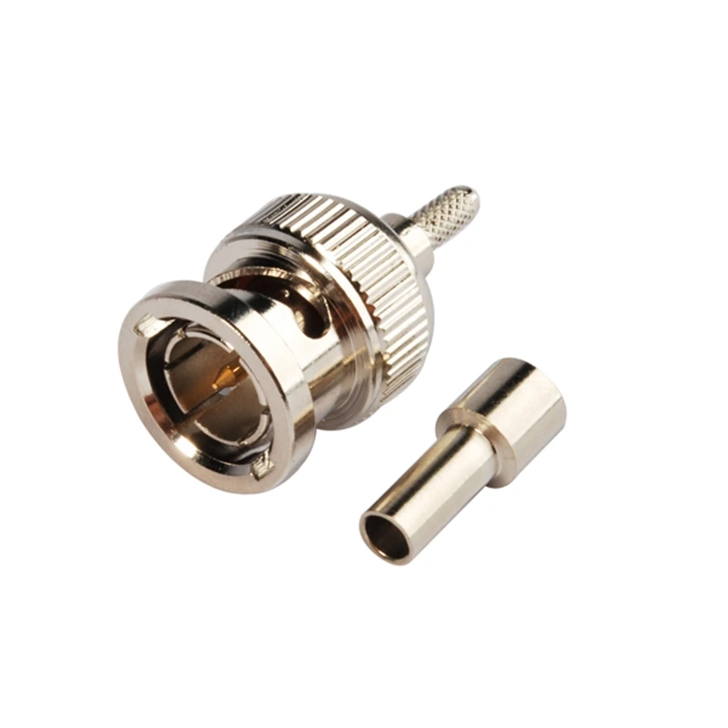 Superbat 75ohm BNC Male Straight Crimp Attachment Nickel-plated Brass Solder Cable Mount Connector for RG174 RG316 LMR100 RG179