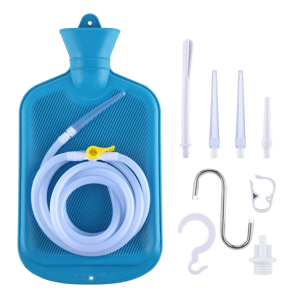 12Pcs Enema Bag Kit Rubber Enema Cleaner Includes 2L Hot Water Bottle 4.9ft Hose Controlled Water Flow Valve 2 Syringe Pipe Hook