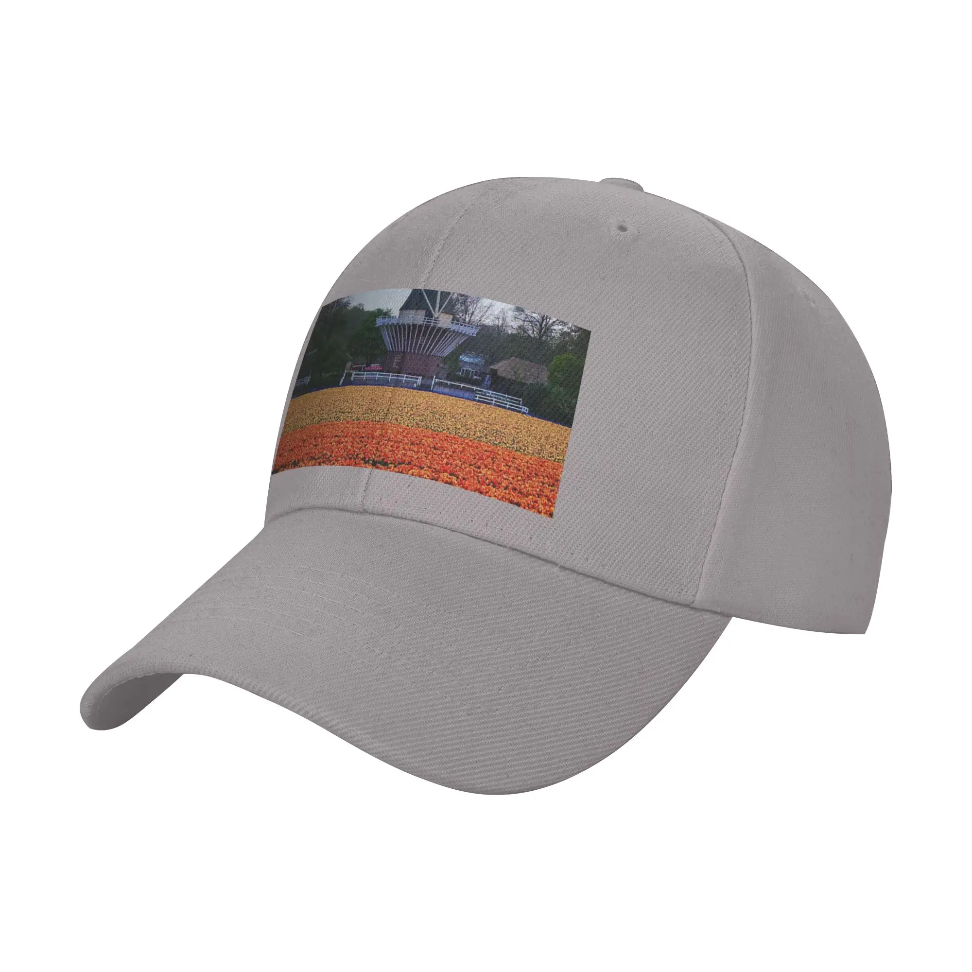 Classic Dutch Windmill and Tulip Fields in Lisse Trendy Baseball Cap Sunbathing Portable Snapback Cap